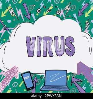 Légende conceptuelle virus, Business présente agent infectieux qui consiste en une molécule d'acide nucléique dans un manteau protéique Banque D'Images