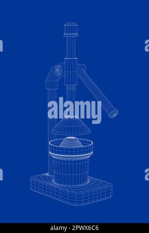 Presse-agrumes à cadre métallique 3D Banque D'Images