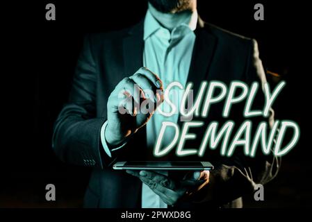 Inspiration montrant signe demande d'offre, concept signifiant relation entre les montants disponibles et recherchés Banque D'Images