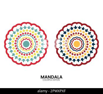 Mandala à la main de la caniche de dessin de vecteur. Mandala ethnique avec décoration tribale colorée. Isolé. Couleurs vives. Illustration de Vecteur