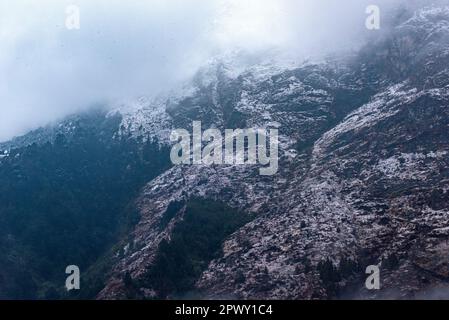 Lachung est une ville et station de colline dans le nord-est de Sikkim, Inde. Il est situé dans le quartier de Sikkim Nord près de la frontière avec le Tibet. Banque D'Images
