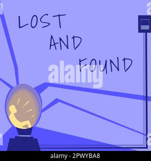 Signe de texte montrant perdu et trouvé, Internet concept place où vous pouvez trouver des choses oubliées Service de recherche Banque D'Images