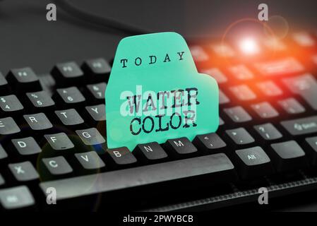 Affiche présentant de la couleur de l'eau, liant photosoluble conceptuel, tel que la gomme arabique et dilué avec de l'eau Banque D'Images