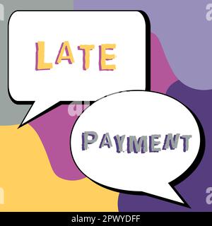 Écriture affichant le texte paiement en retard, paiement d'idée d'entreprise effectué au prêteur après la date d'échéance Banque D'Images