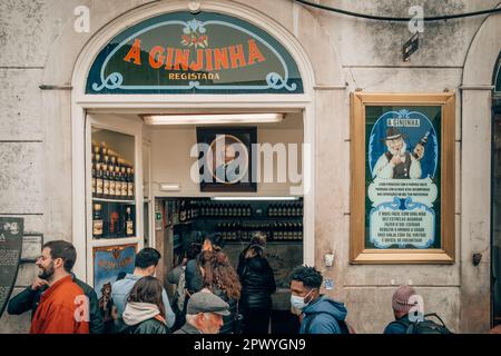 Bar historique près de la place Rossio à Lisbonne. Banque D'Images