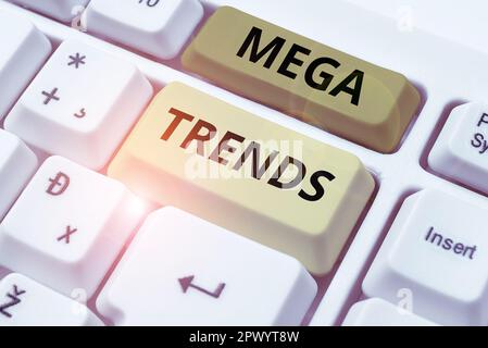 Légende du texte présentant les grandes tendances, la photo conceptuelle des phénomènes puissants qui ont un impact sur les fondations de notre monde Banque D'Images