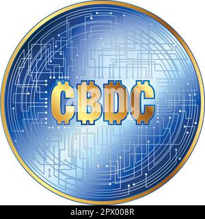 CBDC monnaie numérique fantaisie jeton pièce, illustration vectorielle Illustration de Vecteur