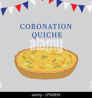 Illustration vectorielle de la quiche couronnement avec banderole rouge blanche et bleue Illustration de Vecteur