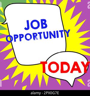 Rédaction affichage de texte opportunité d'emploi, concept Internet une opportunité d'emploi ou la chance d'obtenir un emploi Banque D'Images