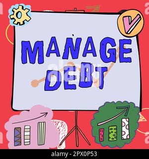 Affiche gérer la dette, Word pour accord non officiel avec les créanciers non garantis pour le remboursement Banque D'Images