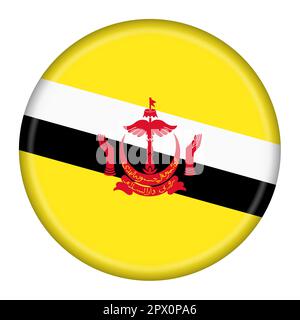 Une illustration Brunei Button Flag 3D avec masque Banque D'Images