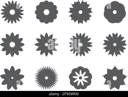 ensemble d'icônes de fleurs de silhouette vectorielles isolées Illustration de Vecteur