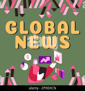 Signature manuscrite Global News, Word écrit sur le monde informations importantes sur les événements récents ou importants Banque D'Images