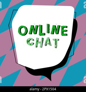 Signature manuscrite Chat en ligne, idée d'affaires parler avec un ami ou quelqu'un par Internet et téléphone PC Banque D'Images