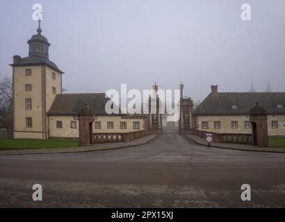 Abbaye bénédictine Corvey près de la ville allemande appelée Hoexter en hiver Banque D'Images