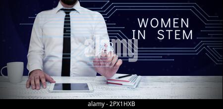 Affiche textuelle montrant les femmes dans la tige, idée d'affaires Science technologie Ingénierie mathématiques scientifique recherche Banque D'Images