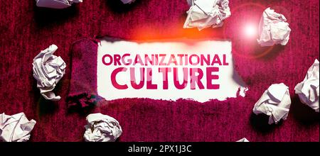 Légende de texte présentant la culture organisationnelle, mot écrit sur l'étude de la façon dont les gens interagissent au sein des groupes Banque D'Images