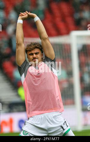 jota, joao neves filipe, joueur de football, actuellement en train de jouer pour le Celtic FC, Glasgow, lors d'une séance d'entraînement et d'échauffement à Hampden Park, Glasgow, Banque D'Images