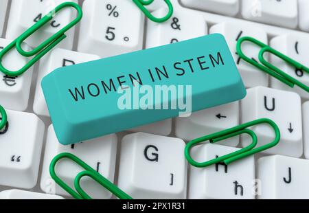 Affiche textuelle montrant les femmes dans la tige, mot pour Science technologie Ingénierie mathématiques chercheur recherche Banque D'Images