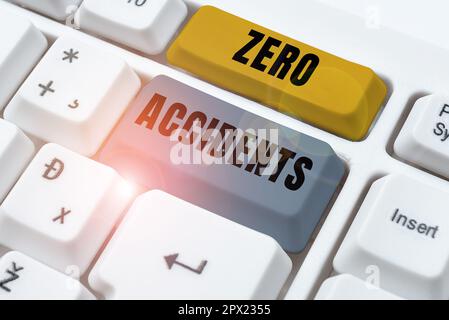 Signe d'écriture manuelle zéro accident, concept signifiant stratégie importante pour prévenir les accidents du travail Banque D'Images