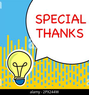 Signature de l'écriture à la main Merci spéciaux, concept signifiant expression d'appréciation ou de gratitude ou reconnaissance Banque D'Images