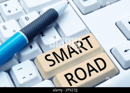 Légende du texte présentant Smart Road, Business IDEA nombre de différentes façons dont les technologies sont intégrées dans les routes Banque D'Images