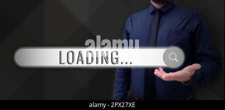 Inspiration montrant le signe chargement, Internet concept prend le temps de télécharger et d'afficher le contenu d'une page Web Banque D'Images
