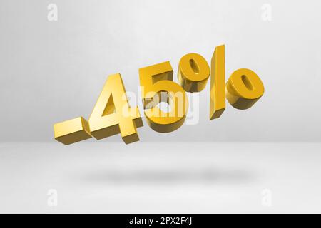 45 % de réduction. Offre de vente. 3D illustration isolée sur blanc. Tarif promotionnel. Numéro Gold Banque D'Images