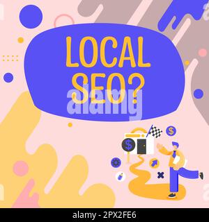 Affichage conceptuel local Seo, Business concept incroyablement efficace pour commercialiser votre entreprise proche en ligne Banque D'Images