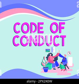 Rédaction affichant le texte Code de conduite, concept Internet règles d'éthique codes moraux principes éthiques valeurs respect Banque D'Images