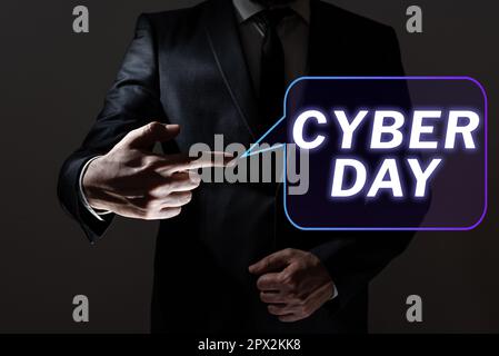 Texte d'écriture Cyber Day, mot écrit sur le terme marketing pour le lundi suivant l'action de grâce aux États-Unis Banque D'Images