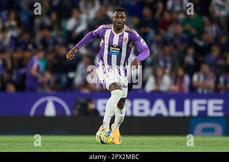 Martin Hongla de Real Valladolid CF pendant le match de la Liga entre Real Valladolid et Atletico de Madrid joué au stade José Zorilla sur 30 avril à Valladolid, Espagne. (Photo de Cesar Ortiz / PRESSIN) Banque D'Images