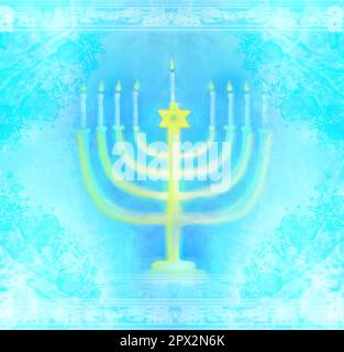 Carte de vœux Hanukkah - bannière de fête artistique Banque D'Images