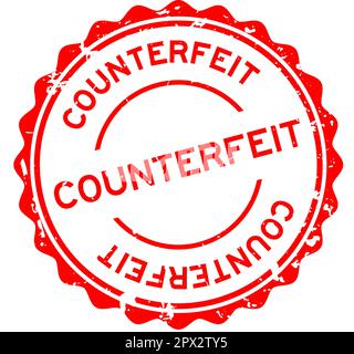 Grunge rouge faux mot rond joint caoutchouc timbre sur fond blanc Illustration de Vecteur