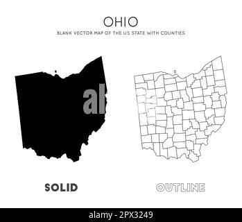 Carte de l'Ohio. Carte vectorielle vierge de l'État des États-Unis avec comtés. Borders of Ohio pour votre infographie. Illustration vectorielle. Illustration de Vecteur