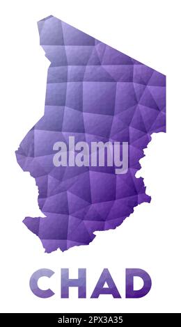 Carte du Tchad. Faible illustration poly du pays. Motif géométrique violet. Illustration de vecteur polygonal. Illustration de Vecteur