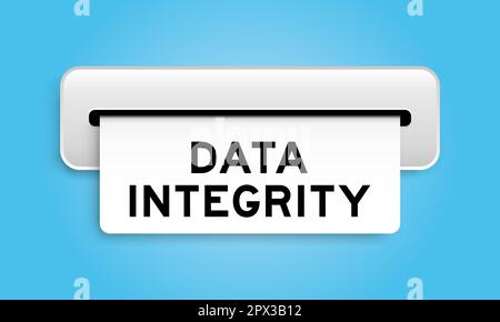 Bannière de coupon blanc avec intégrité des données de mot de la machine sur fond bleu Illustration de Vecteur
