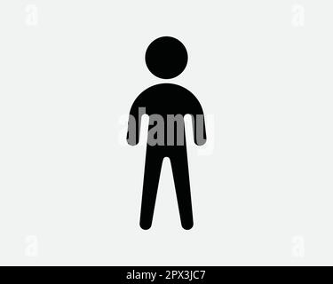 Human Stick Figure. Symbole représentant un homme étranger debout. Stickman profil de personnage Avatar utilisateur signe Noir vecteur graphique Illustration Clipart Cricu Illustration de Vecteur