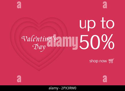 Happy Valentines Daya motif en forme de coeur pour la Saint-Valentin et 50 % de réduction Illustration de Vecteur