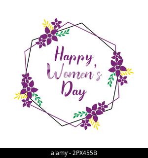 Fête des femmes, fond de fleur de fête des mères, motif floral de style couronne avec fleurs et coeurs sur fond carré. Illustration vectorielle. Femme» Illustration de Vecteur