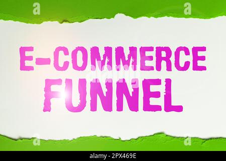 Légende conceptuelle E Commerce Funnel, Word pour un outil utilisé pour optimiser la convivialité des ressources en ligne Banque D'Images