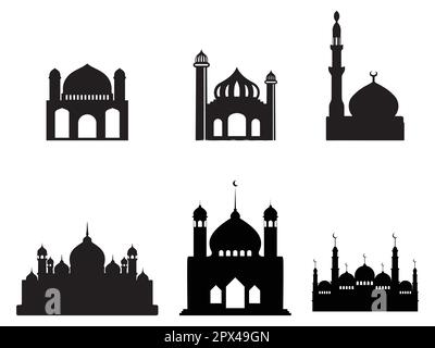 ensemble de silhouette de mosquée vecteur Ramadhan kareem Illustration de Vecteur