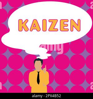 Inspiration montrant signe Kaizen, Internet concept une philosophie d'entreprise japonaise d'amélioration des pratiques de travail Banque D'Images
