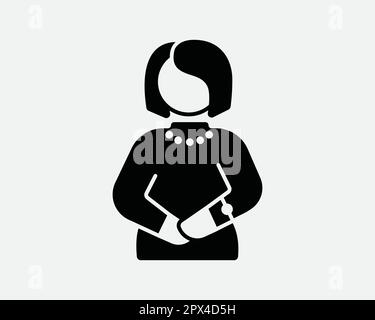 Femme formelle debout posture poser entrevue Presenter Femme d'affaires Lady Noir et blanc icône signe symbole Vector Illustration Clipart Illustration Illustration de Vecteur