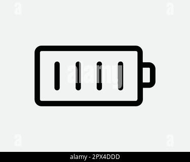 Icône batterie pleine. Signe linéaire de niveau de l'indicateur d'état de l'alimentation entièrement chargée. Capacité d'électricité symbole Vector Illustration graphique Clipart Crucut Illustration de Vecteur