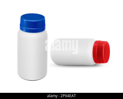 Flacon de médicament vierge isolé sur fond blanc Banque D'Images