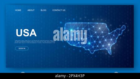 Modèle de site Web polygonal USA 3D. Concept d'illustration de conception des États-Unis d'Amérique. Symbole de carte de pays en polyéthylène bas pour le design de la bannière promotionnelle. Illustration de Vecteur