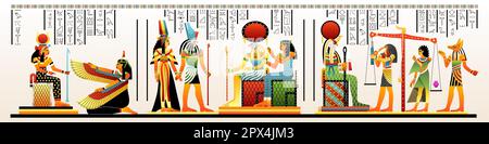 Papyrus égyptien avec hiéroglyphes Illustration de Vecteur