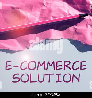 Légende conceptuelle E Commerce solution, Business Approach logiciel utilisé par les entreprises pour vendre des produits en ligne Banque D'Images