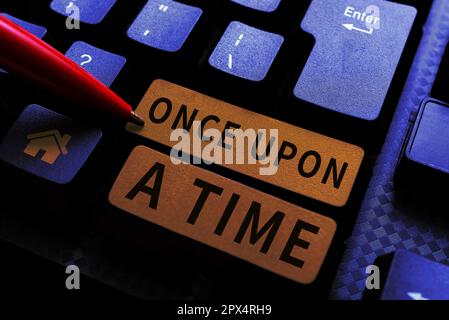 Texte d'écriture une fois, mot pour raconter l'histoire Histoire de conte de fées roman d'événement historique Banque D'Images